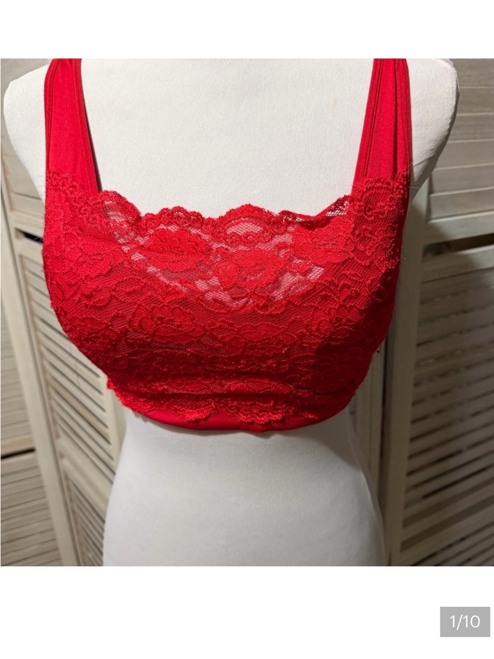 Zenana Vibrant Red Lace Bralette Crop Top•1X/2X